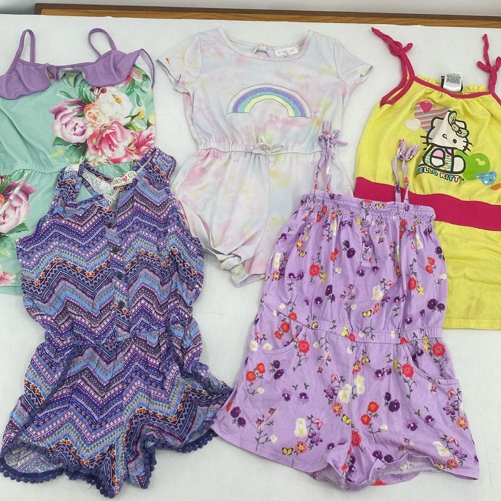 Girls tank & shorts Romper lot of 5 hello kitty btween crazy 8 kandy kiss 6 & 8